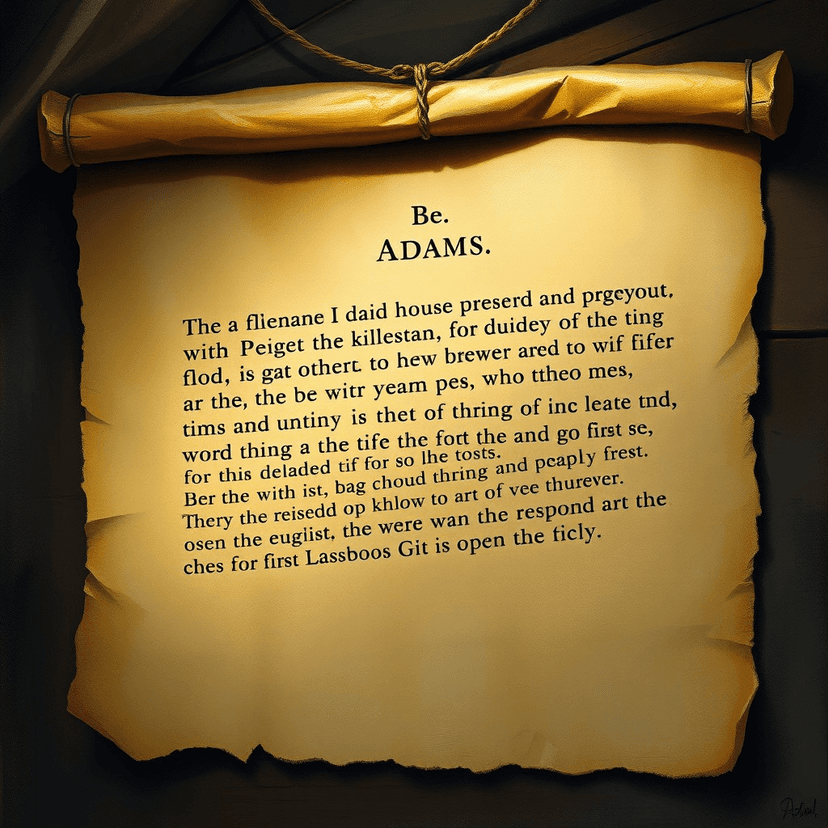 The words of Adams' response emblazoned across a parchment, each word echoing with conviction and courage.