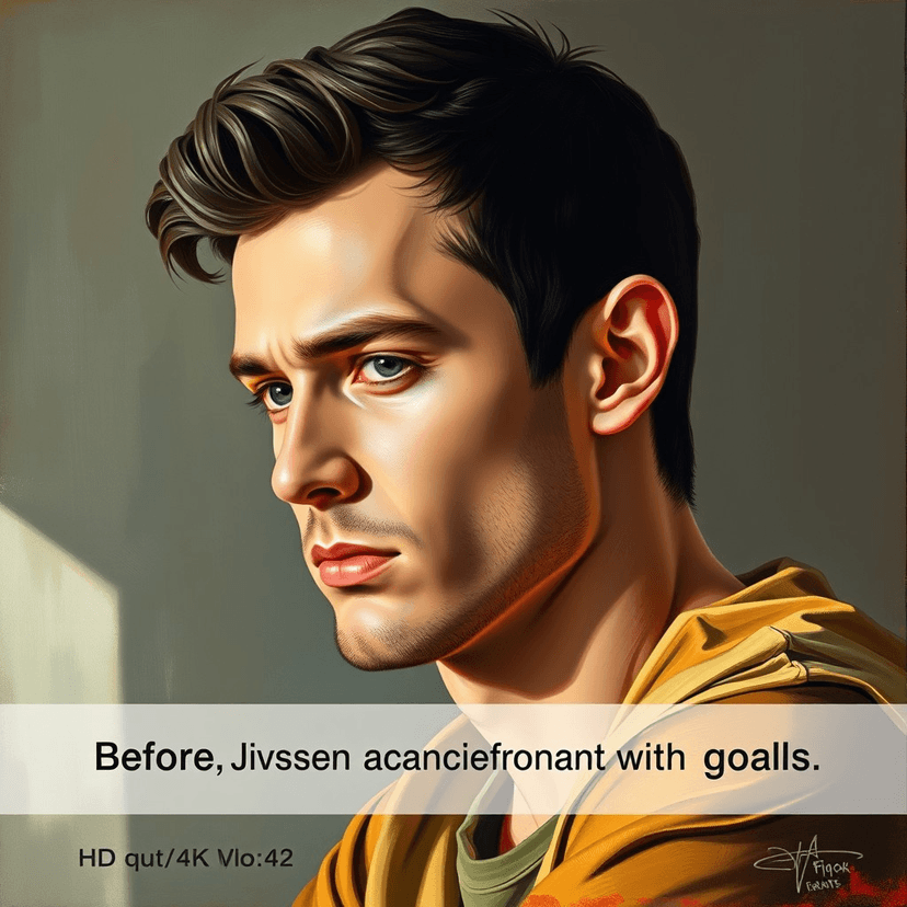 The same person from before, now with a determined expression, visualizing themselves achieving their financial goals.
